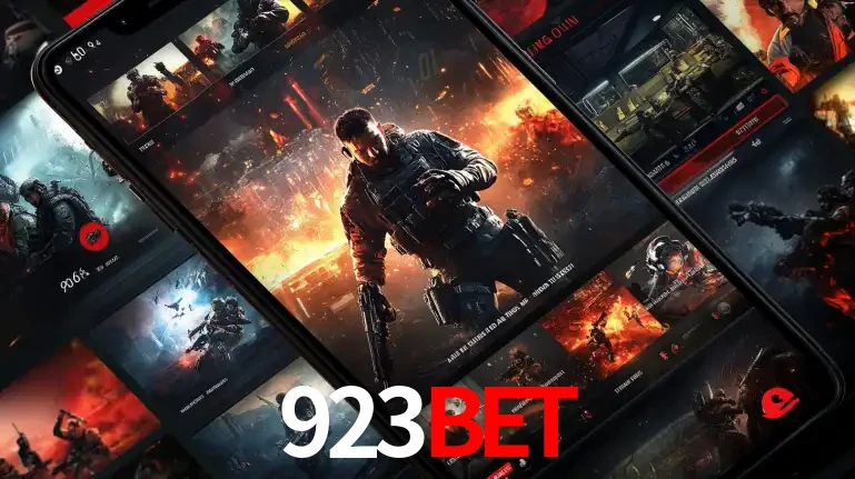 Tela de um celular exibindo uma galeria de jogos de tiro com temática militar, mostrando a variedade de e-sports disponíveis para apostas na plataforma de entretenimento 923bet.